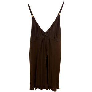 Betsey Johnson Intimates Black Babydoll Nightgown L Adjustable Straps Ruffle Hem